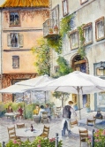 Outdoor Cafe, Paris Watercolor