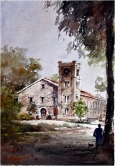 Historic Clock Tower Watercolor