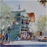 Breakfast at First Street Cafe Watercolor