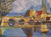 Danube at Regensburg Watercolor
