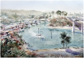 NOYO RIVER HARBOR Watercolor
