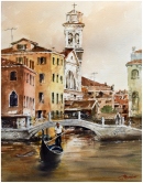 Lone Gondolier Watercolor