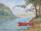 Red Canoe Watercolor