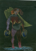 Woman with Gourds Colored Pencil