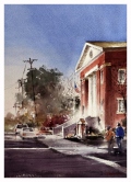 Early California Capital Building Watercolor