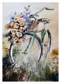 BICYCLE and ROSES Watercolor