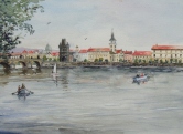 Prague Riverfront Watercolor
