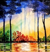 COLORFUL MORNING SCENIC PAINTING Acrylic
