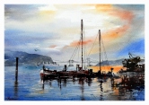 Sunset at The Strait Watercolor