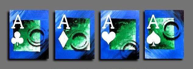 BLUE-GREEN ACES 1000 - Similar paintings can be re-created upon request. Please contact me for details. Thank you.