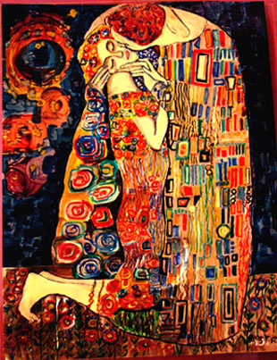 The lovers in copper, homage to Klimt