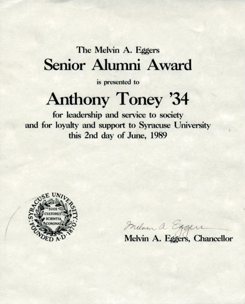 Syracuse University Award (1989)