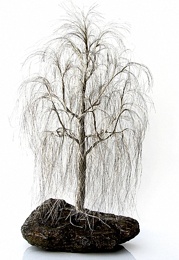 wire tree sculpture-silver weeping willow 1275