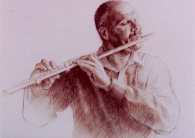 CLARENCE PLAYING THE FLUTE