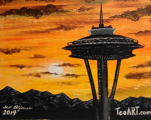 SPACE NEEDLE AT SUNSET