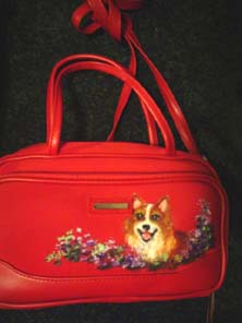COMMISSION YOUR DOG CAT PET HANDPAINTED ON NEW PURSE