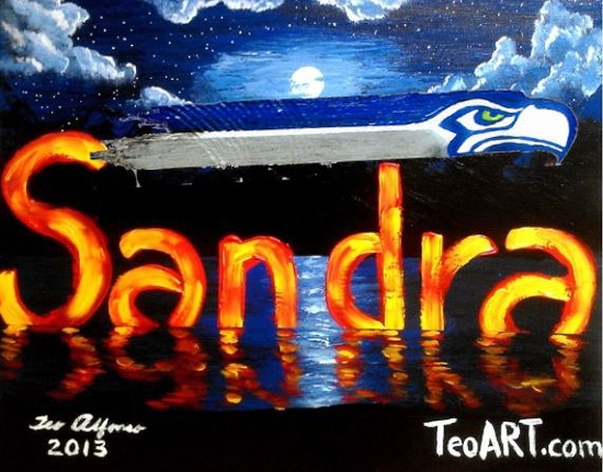 SEAHAWKS NAME ART PERSONALIZED WITH ANY NAME