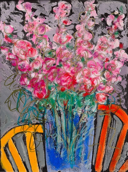 The chairs with flowers