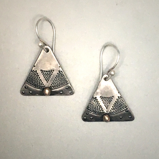 Silver-Bronze Triangle Earrings